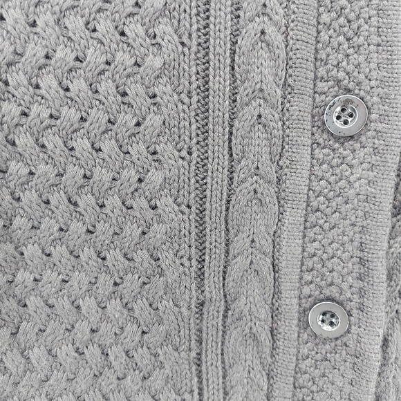 L.L. Bean Cableknit  Sweater, Button-Front Cardigan Black Cotton Size Medium - Picture 5 of 6